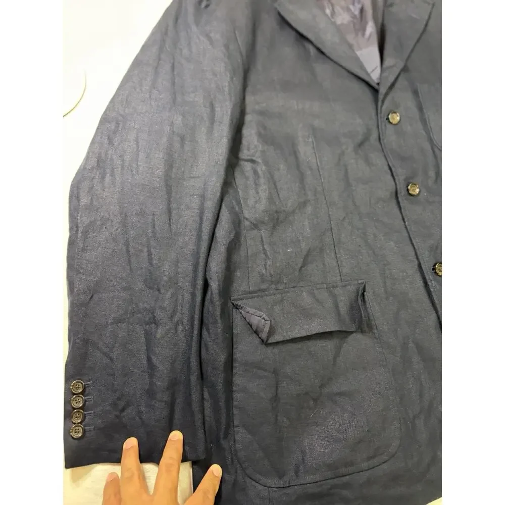 VTG Polo Ralph Lauren Blazer Men’s XXL Navy 100% Linen Sport Coat Jacket Macau